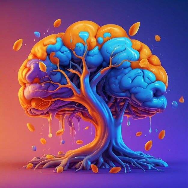 Photo brain tree concept 3d rendering