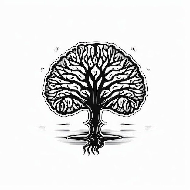 Brain tree logo zwart-wit AI gegenereerd beeld