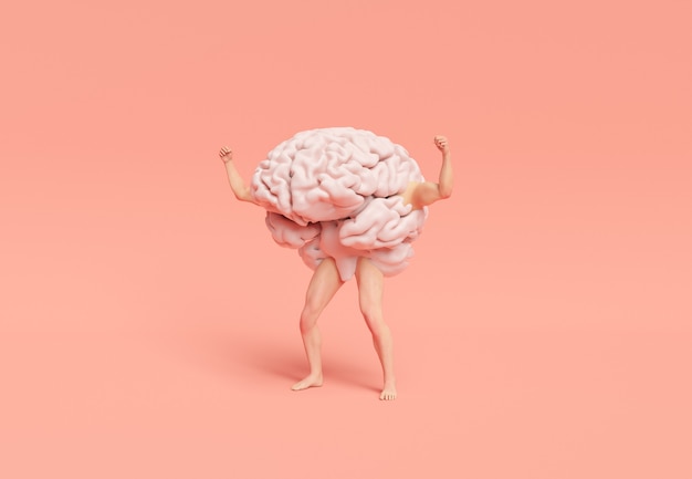 Photo brain with muscular legs and arms