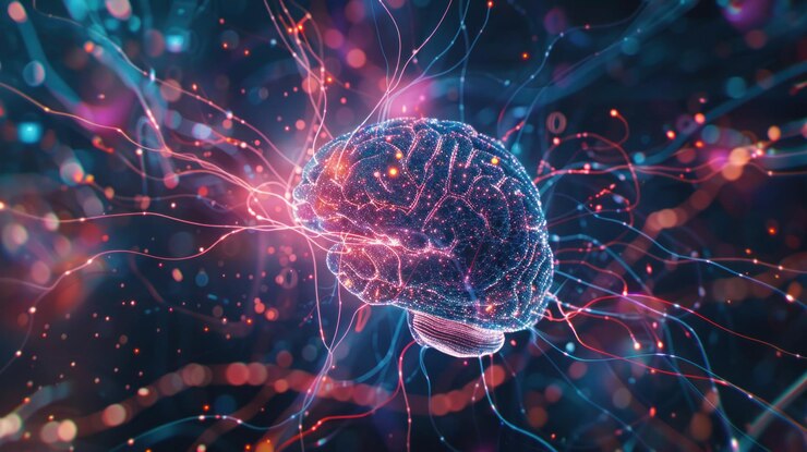 Photo a brain with a purple brain on its back