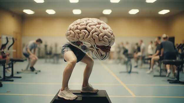 Photo a brain working out in gym class realistic photo generative ai