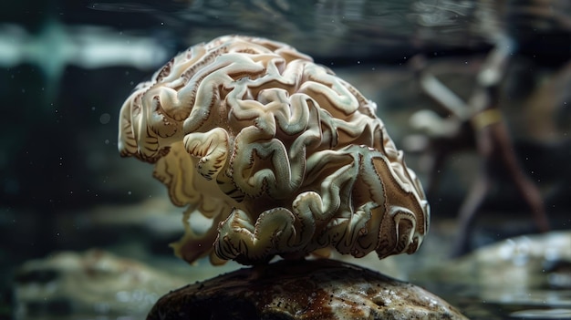 Photo a brainlike organism found on coral reefs underwater