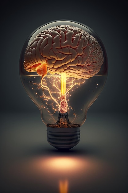 Foto cervelli in una lampadina ai generativa