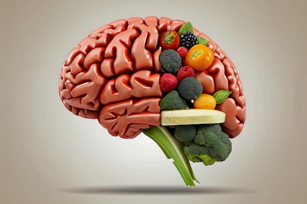 Brainshaped nutritious food for health Creative concept promoting brain health and nutrition