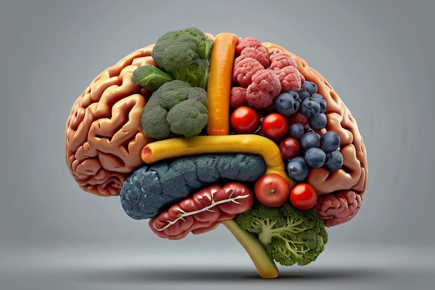 Brainshaped nutritious food for health Creative concept promoting brain health and nutrition