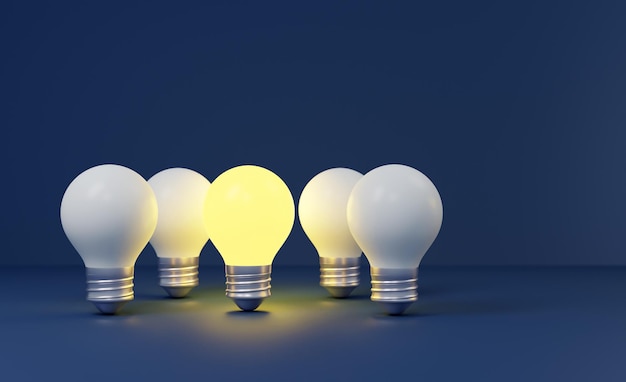 Brainstorm ideas group Light Bulb Lamp generate think creative innovation idea concept3D render
