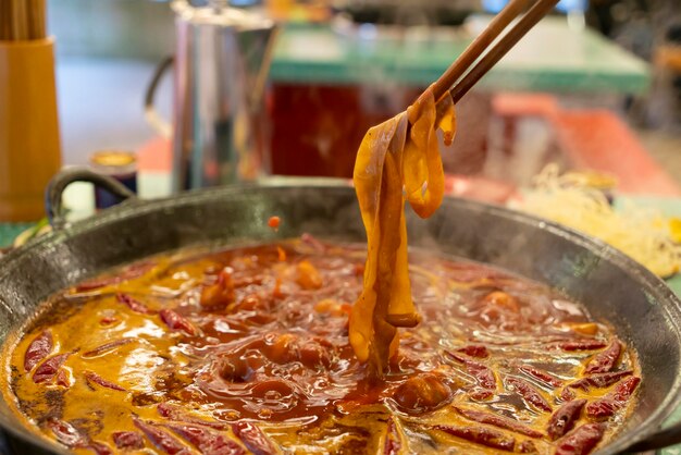 Foto intestinali di anatra braciati deliziosi chongqing piccante pentola calda