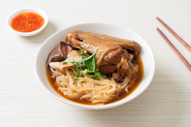 Braised duck noodles with brown soup