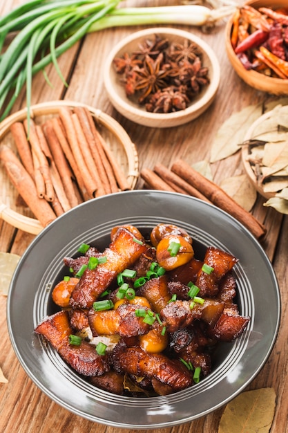 사진 밤, 중국 음식 찐 돼지 고기