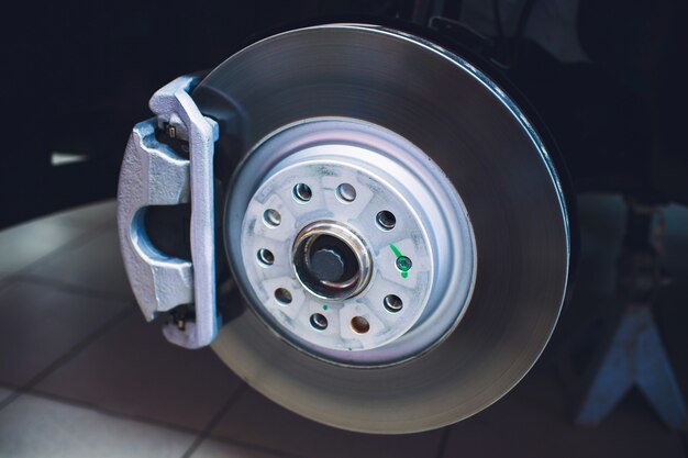 Brake disk and detail of wheel hub