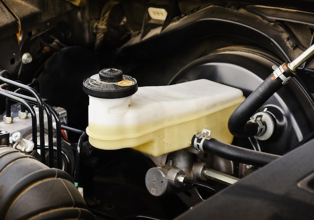 Photo brake fluid reservoir of brake system in the car