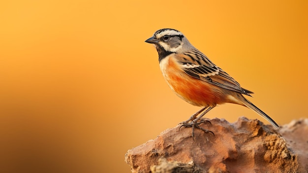 Brambling Emberiza citrinella op een rots