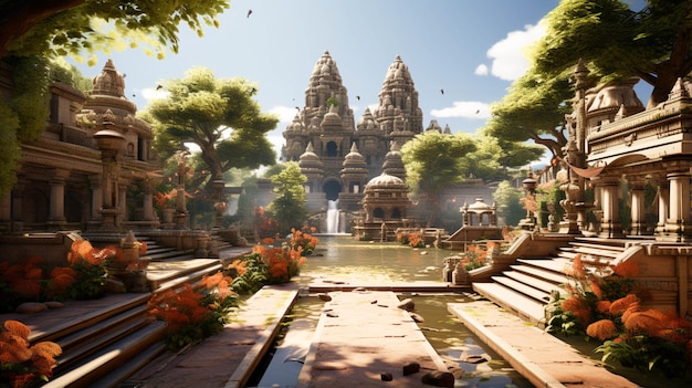 Bramheswara-tempel volledig zicht in de hindoeïstische religieuze tempel van India