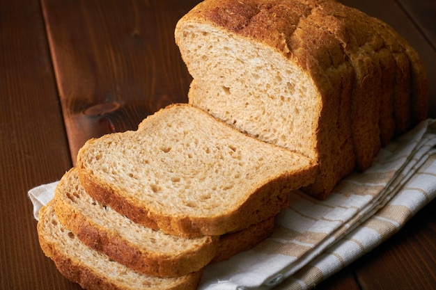 Bran bread on brown background