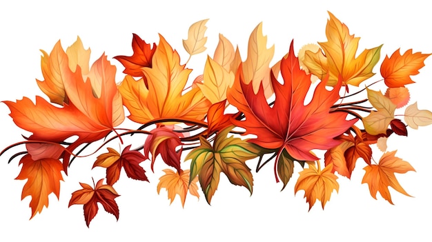 Branch of autumn leaves isolated on white Autumn watercolor illustration for greeting cards ads invitation decorations social media promotional materials postcards Autumn fall banner AI