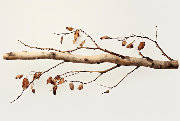 branch of birch with broken branches in the style of ecofriendly craftsmanship