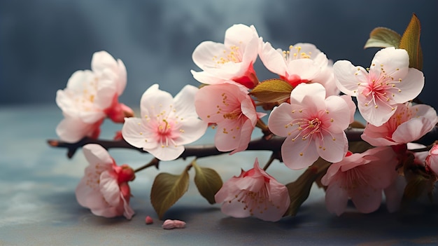 a branch of cherry blossoms with a dark background