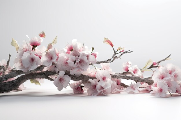 A branch of cherry blossoms with pink flowers Generative Ai