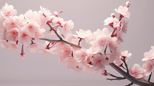 A branch of cherry blossoms with pink flowers