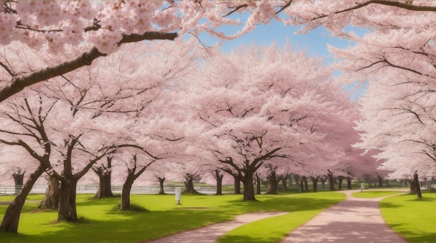 A branch of cherry blossoms with pink flowers