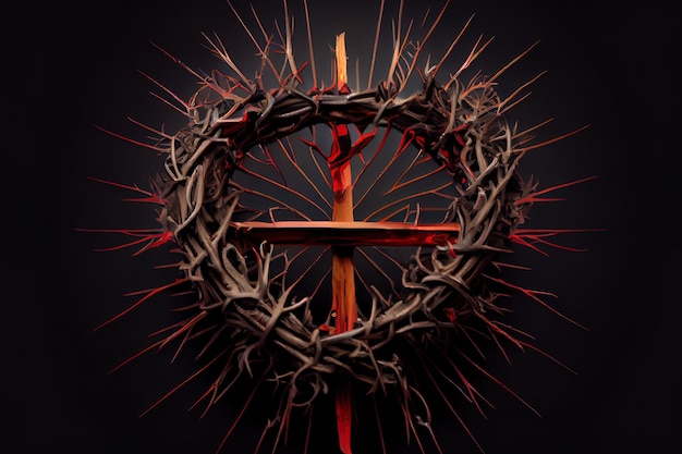 Branch A depiction of the crown of thorns of Jesus Christ and a Generative Ai