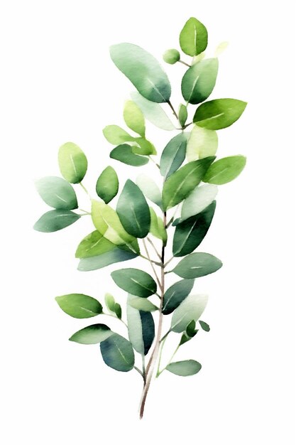 A branch of green eucalyptus with leaves ai generated