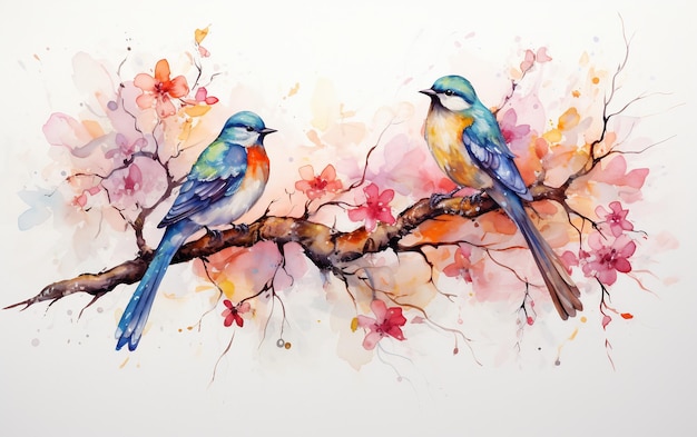 Branch Landscape with Birds Wall Art