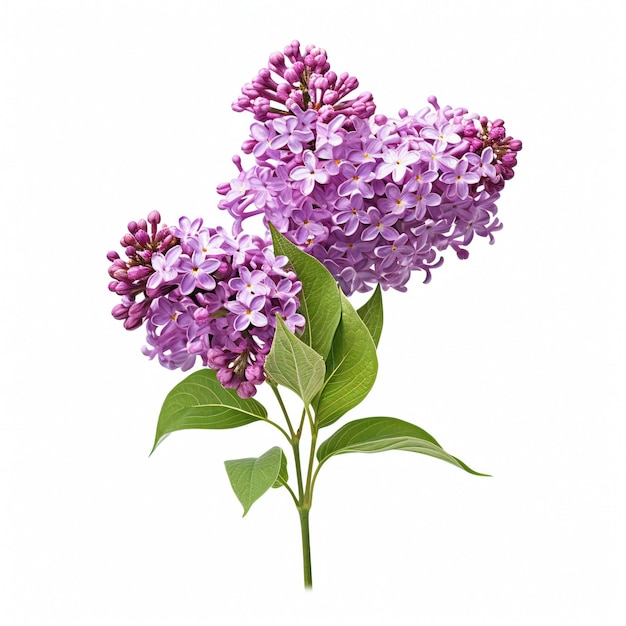 Branch of lilac flowers isolated on white background