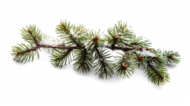 A branch of pine tree isolated on white or transparent background AI Generated