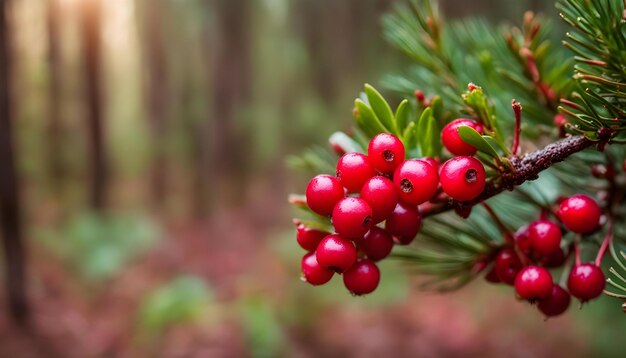 Photo a branch of a pine tree with berries on it