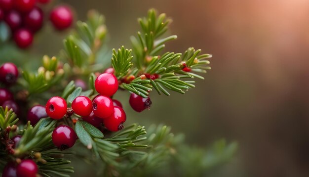 Photo a branch of a pine tree with berries on it