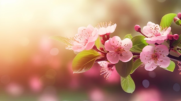 A branch of pink flowers with the word cherry on it