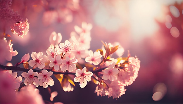 A branch of pink flowers with the word cherry on it