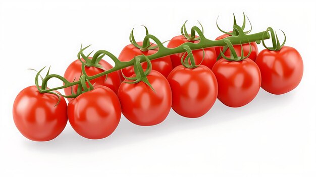 Photo a branch of ripe red tomatoes on a white background