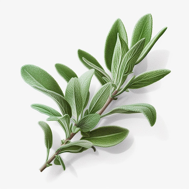 A branch of sage with leaves on it