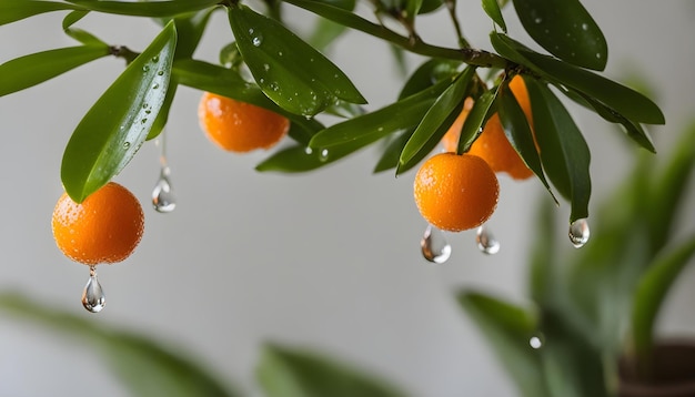 a branch of a tree with oranges hanging from it