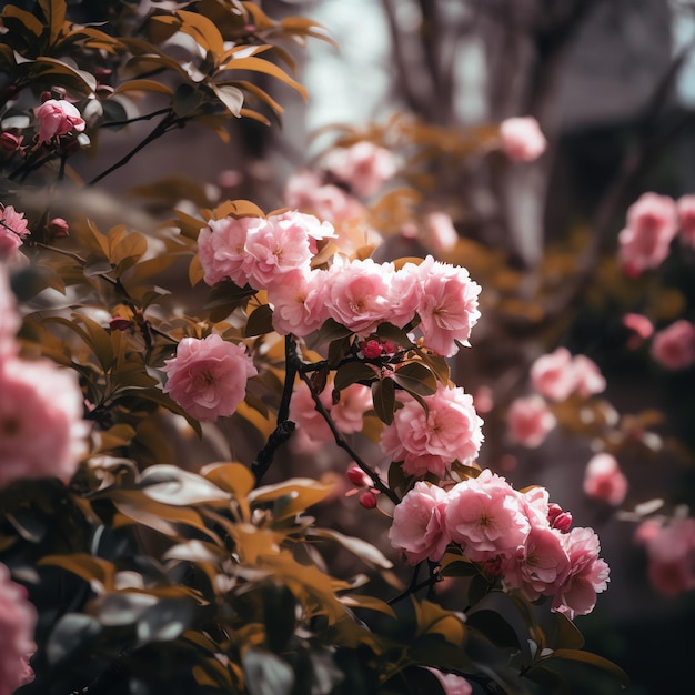 サキュラの花をかせた木の枝