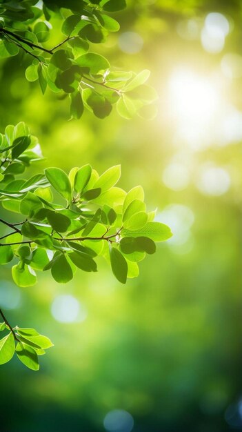 Photo a branch of a tree with the sun shining through the leaves