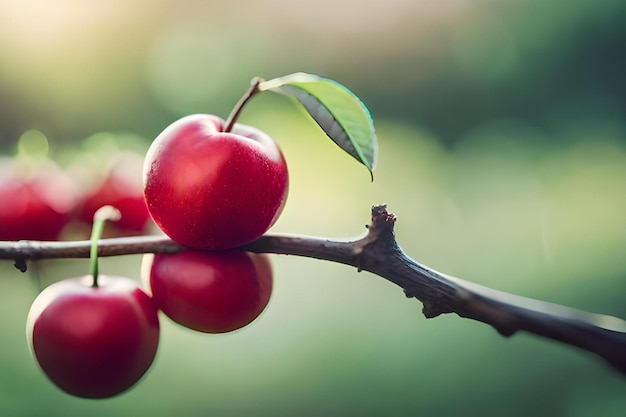 A branch with berries that has the word cherry on it.