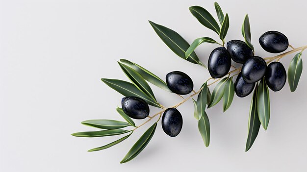 Photo a branch with black fruits and leaves