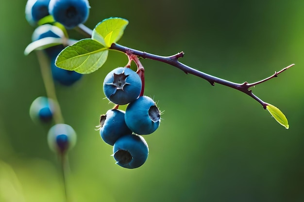 A branch with blueberries that has a star on it