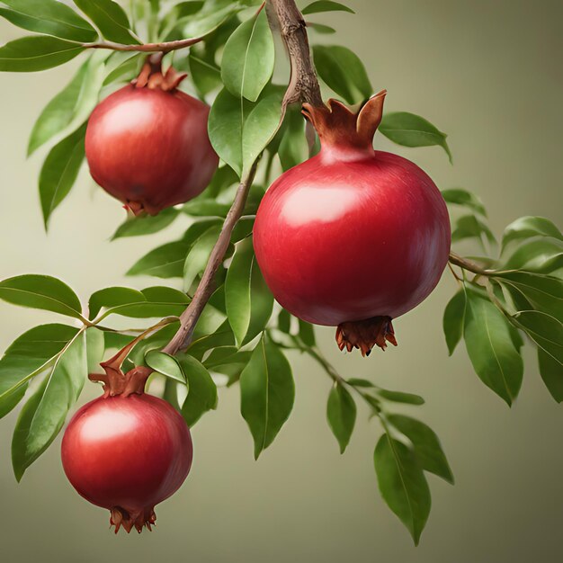 Photo a branch with fruit that has the word pomegra on it