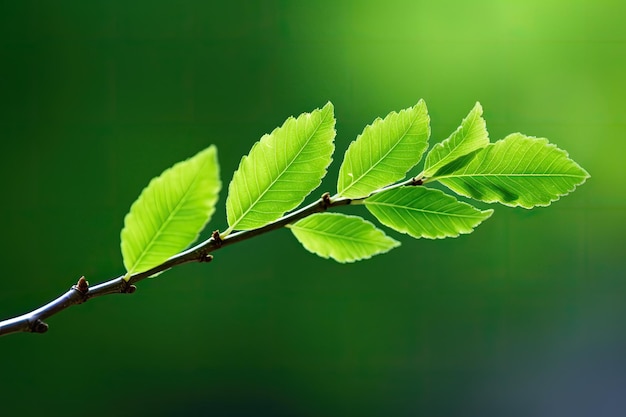 a branch with green leaves