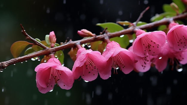 Branch with Pink Flowers in Delicate Bloom