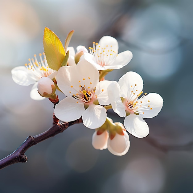 ピンクの花を持つ枝はフィールドの浅い深さに注意してください