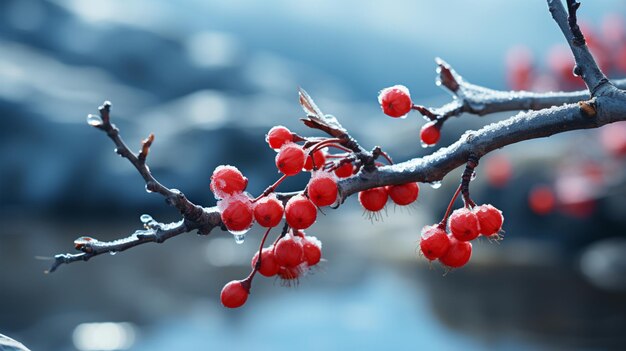 A branch with a red berry on it clean view