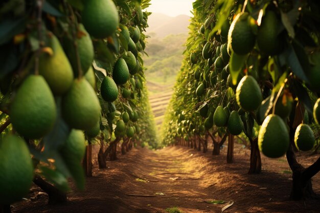 Branched Avocado tree Generate Ai