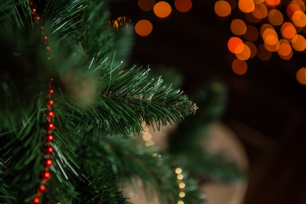 Photo branches of an artificial christmas tree