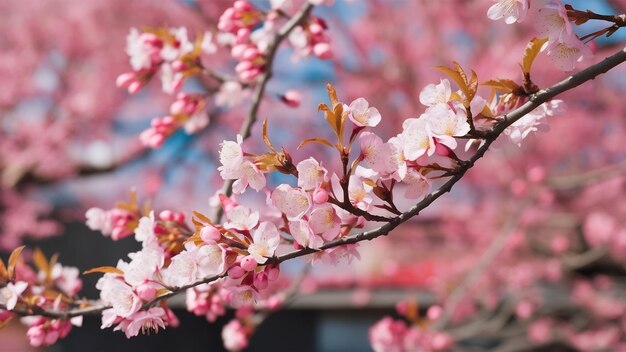 Branches of cherry tree blossoms