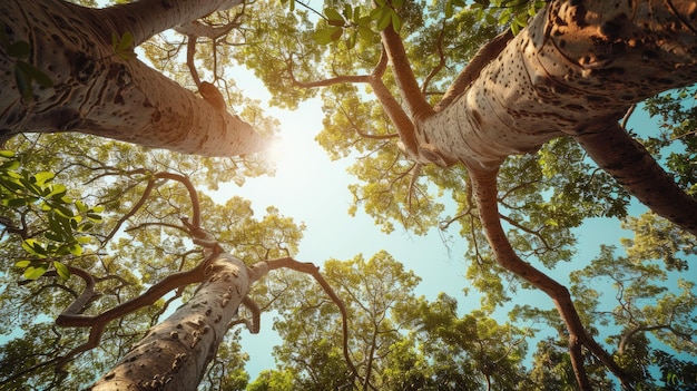 Branches of a large baobab tree bottom view